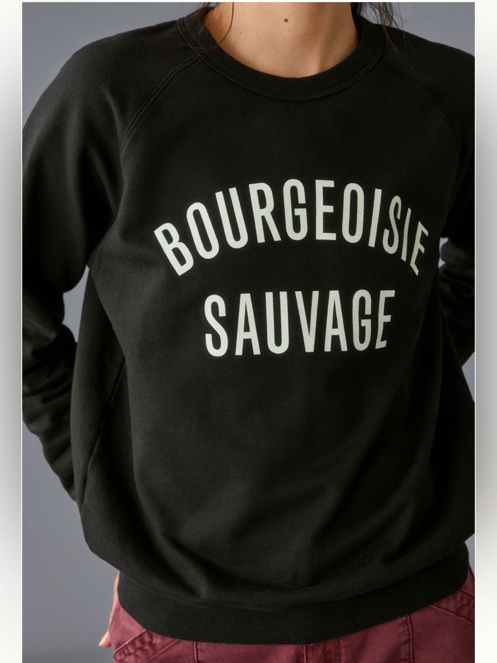 NWT Clare V Bourgeoisie Sauvage Crewneck Sweatshirt Black Size S - Picture 2 of 10